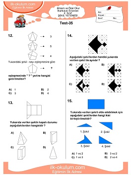 ilkokul 1. Sınıf Bilsem Zeka Testi 